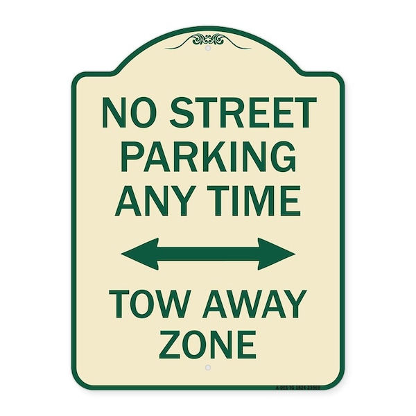 No Street Parking Anytime Tow Away Zone Heavy-Gauge Aluminum Sign, 24" x 18", TG-1824-23569